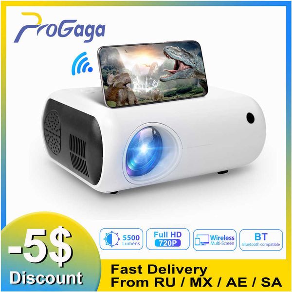 Projecteurs ProGaga Mini projecteur WIFI pour la maison pour HD 1080P 5500-Lumen vidéoprojecteur compatible Bluetooth Smart Home Beamer Cinema PG400 T221216