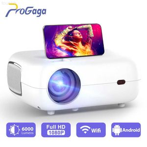 Projectoren Progaga PG500 Real 1080P Full HD Draagbare projector WIFI Android 9 Ondersteuning 2K 4K Home Movie Cinema 200 inch 6000 lumen Beamer L230923