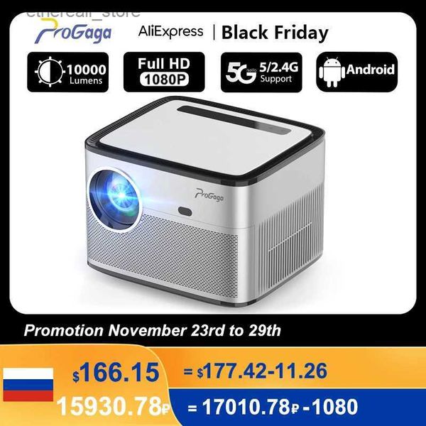 Proyectores Progaga PG550W Proyector Auto Focus Full HD 1080p Proyector PG550 para 4K 10000Lumens 5G Wifi Android Cine Beamer Cinema Q231128