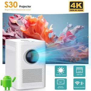 Projectoren S30 Mini 4K HD LED Projector Android 11.0 Bluetooth WiFi 6.0 Auto Focus BT5.0 1920 * 1080p Home Theatre Outdoor Portable Projector J0509