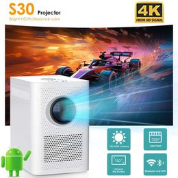 Projecteurs S30 Mini 4k HD LED Projecteur avec Auto Focus Android 11.0 Bluetooth WiFi 6.0 BT5.0 1920 * 1080p Home Theatre Outdoor Portable Projecteur J240509