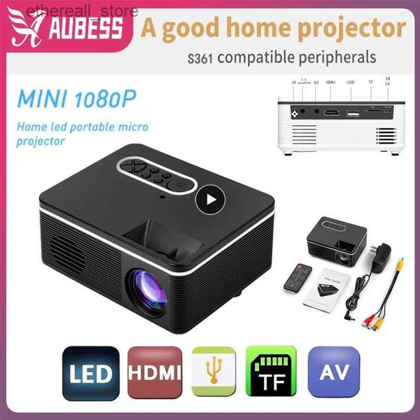 Proyectores S361 720P Soporte 1080P Proyector LED digital 320x240 Mini proyector de video Enfoque 600 lúmenes Pantalla de juego para el hogar Proyector para acampar Q231128