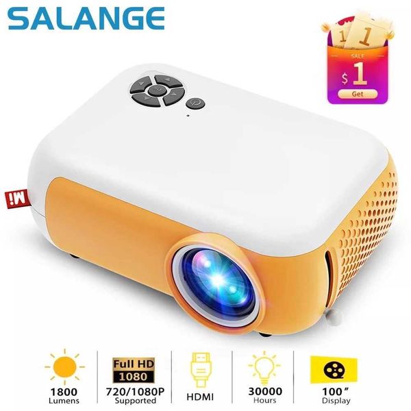 Projecteurs Salange A10 mini projecteur LED 1080p prend en charge les films de projecteur portables Miroir câblé pour iPhone Home Cinema HDMI Compatibilité J240509