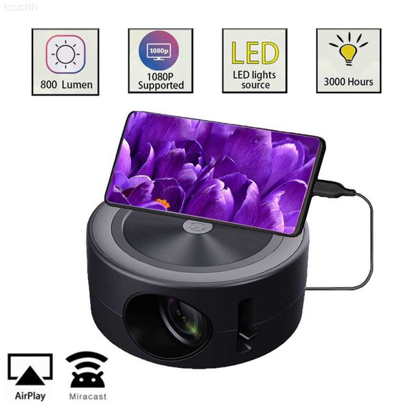 Projecteurs Salange LED Mini projecteur Mobile vidéo projecteur Home cinéma Support 1080P USB synchronisation écran Smartphone enfants Projetor PK YT200 L230923