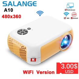 Projecteurs Salange Mini Projecteur A10 480*360 Pixel Mini Beamer Support 1080P Portable USB Video Projector pour Home Cinéma Kid Gift Cinema 230809