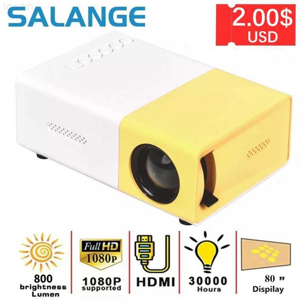 Proyectores Salange Mini Proyector YG300 Pro LED Compatible con 1080P Full HD Proyector portátil Audio HDMI USB Video Proyector L230923