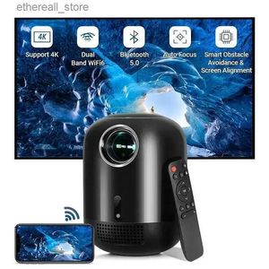 Projectoren Smart Android 11-projector Draagbare LED Full HD 1080P 4K 9600 lumen Wifi 6 Autofocus-videoprojector voor thuiskantoor Cinema Q231128