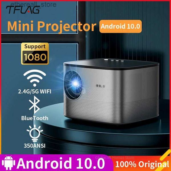 Proiettori Proiettore Tflag F18 Global Mini Android Wifi 350Ansi BT 4.0 2 + 8GB Home Theater Video Lcd Proiettore portatile per ufficio aziendale Q231128