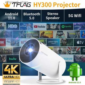 Projectoren TFlag HY300 Projector 4K Smart Android 11 Wifi Mini Bluetooth Draagbare 200Ansi Home Theater voor SAMSUNG Telefoon Film 1080P Q231128
