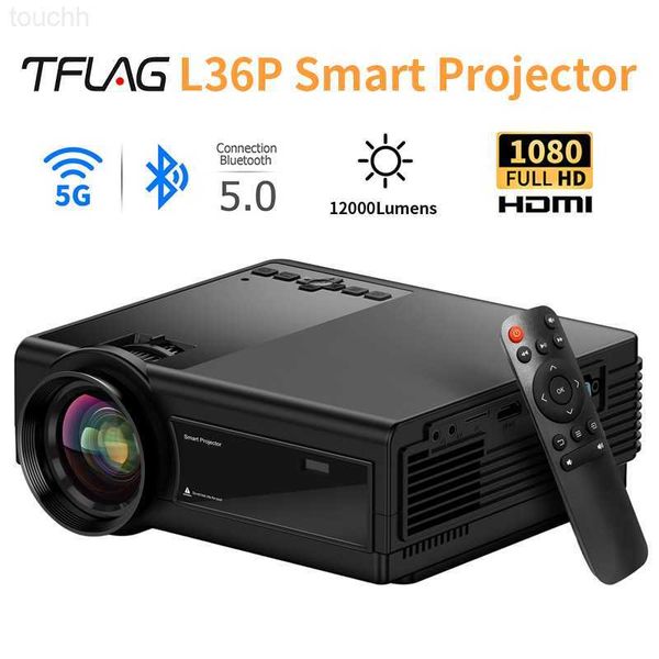Projecteurs Projecteur TFlag avec WiFi BT 5G natif 1080P Home cinéma vidéo projecteur extérieur Portable Compatible avec USB VGA HDMI téléphone L230923