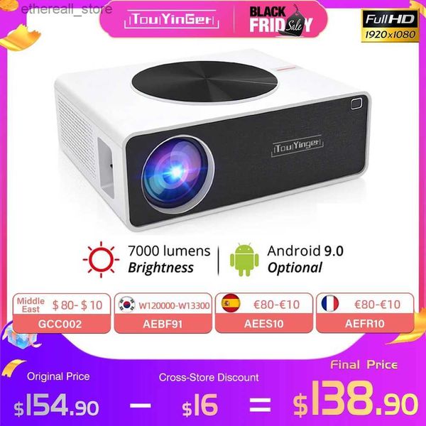 Projecteurs TouYinger Q9 LED Home Cinema 1080P vidéoprojecteur Full HD 7000 Lumens (Android 9.0 Wifi Bluetooth en option) LCD Movie Beamer Q231128