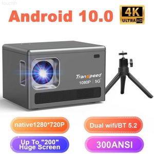 Proyectores Transpeed Android 10.0 Proyector Dual Wifi 300ANSI Soporte 4K incluye soporte 12000 lúmenes 1280 * 720P Proyector de cine en casa L230923