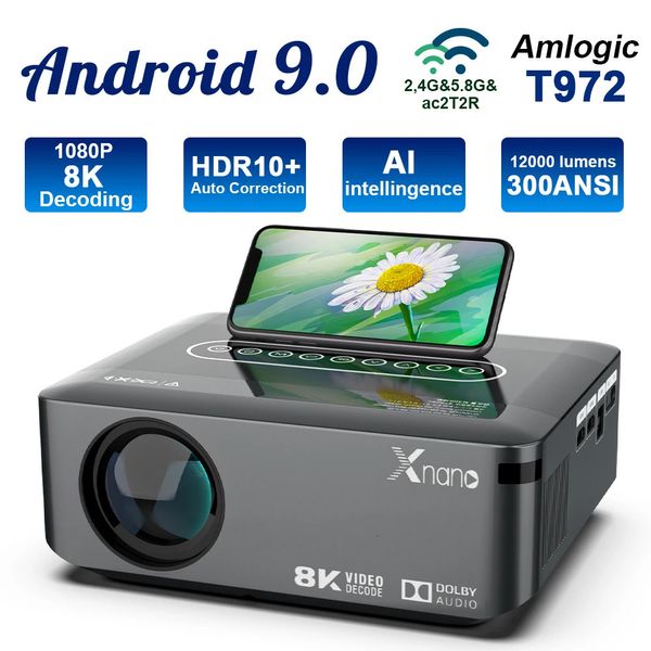 Projecteurs Transpeed projecteur 4K 1080P 8K vidéo 300ANSI LED Android 12000Lumens BT50 double wifi Full HD HDR10 pour Home cinéma 231215