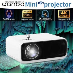 Proyectores Wanbo Mini Nuevo Proyector Soporte 4K Full HD 1080P 5000 Lúmenes Proyector de haz LED de video inteligente portátil para cine en casa Camping Q231128