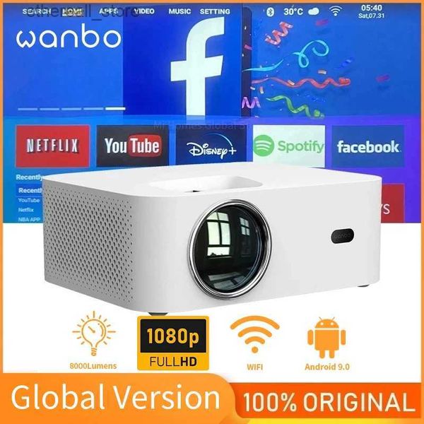Projecteurs Wanbo X1 Max projecteur Android 9.0 Wifi téléphone Full Hd 1920*1080P 8000Lumen 4K Global Led mini projecteur Portable pour le bureau à domicile Q231128
