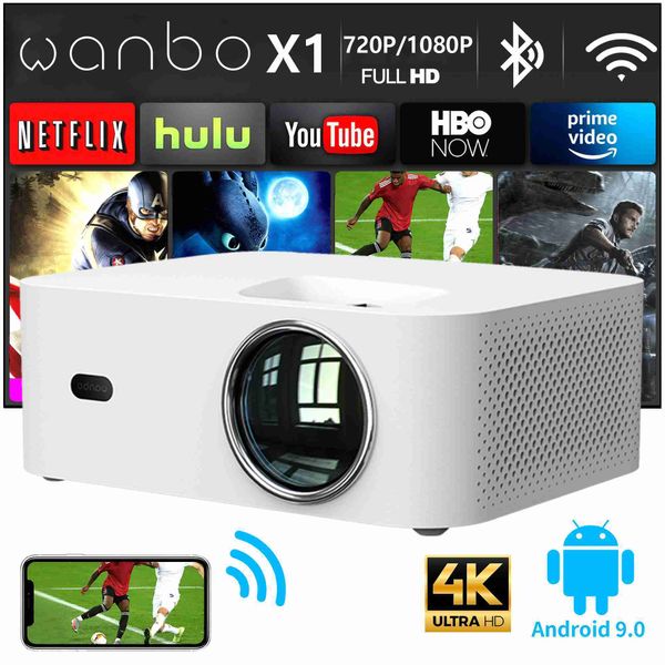 Projecteurs Wanbo X1 projecteurs Android 9.0 Wifi téléphone Full Hd 1080P 4K 8000 Lumens LED mini projecteur Portable pour le bureau à domicile L230923