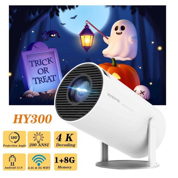 Proyectores Wemi HY300 Mini Proyector Android 11.0 720p 1080p 4K 200ansi Portable BT5.0 Home Outdoor Cinema Project Angle J240509 ajustable J240509