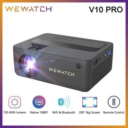 Projecteurs WEWATCH V10 Pro natif 1080P WiFi projecteur Portable Mini LED Full HD vidéoprojecteurs de cinéma mis à jour 150LM Home Cinema L230923