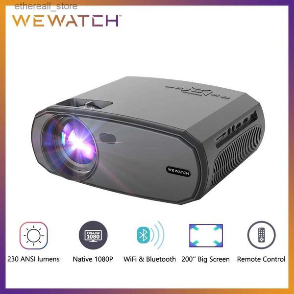 Projecteurs WEWATCH V50 Mini projecteur intelligent HD natif 1080P WiFi Proyector haut-parleur intégré lecteur extérieur Portable projecteurs de cinéma maison Q231128