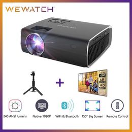 Projectoren WEWATCH V56 Native 1080P Full HD-filmprojector WiFi Bluetooth Ingebouwde luidspreker Videoprojector Home Cinema met statiefscherm L230923