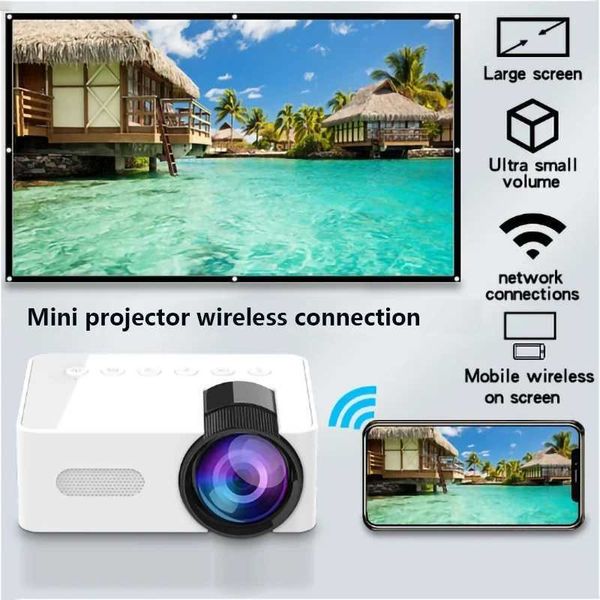 Projecteurs Wireless Portable Smart Projecteur WiFi Mini Projecteur Projecteur vidéo haute définition Compatible avec smartphones et tablettes J240509