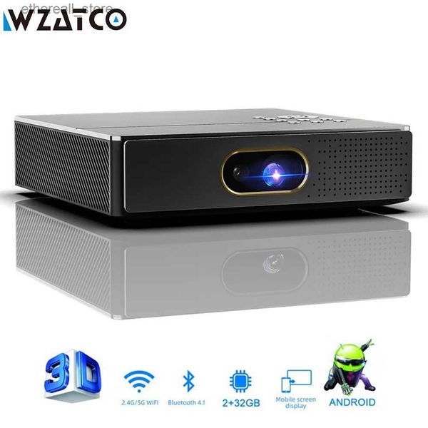 Projecteurs WZATCO 3D projecteur 4K 5G WIFI S5 DLP intelligent Android pour Home cinéma projecteur Full HD 1080P vidéo lAsEr Portable MINI Proyector Q231128