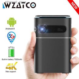 Proyectores WZATCO A8 DLP Proyector portátil Smart Android 9.0 5G WiFi Soporte 1080P Full HD 4K LED Beamer Mini Home Theatre HD-IN Proyector Q231128
