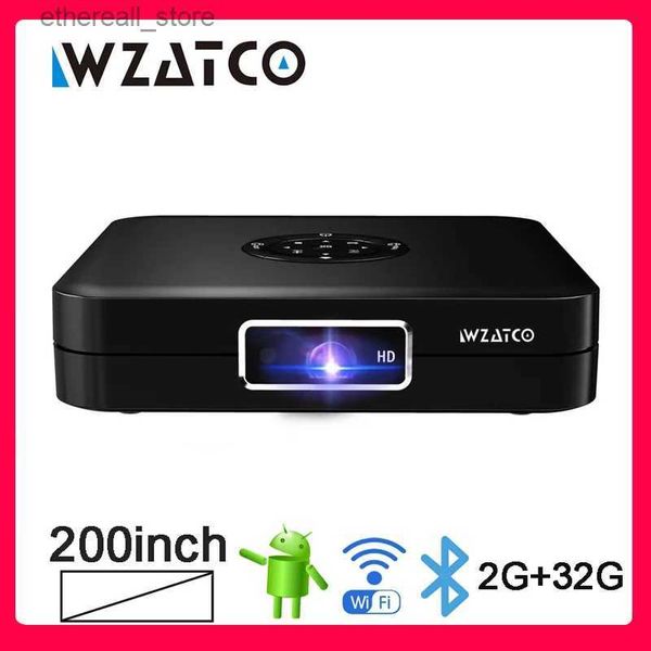 Projecteurs WZATCO D1 DLP 3D projecteur 300 pouces Home cinéma support Full HD 1920x1080P 32GB Android 5G WIFI vidéo projecteur MINI projecteur Q231128