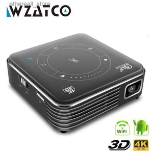 Projecteurs WZATCO T11 batterie intégrée Portable intelligent DLP 3D projecteur Android 9.0 prise en charge Full HD 1080P 4K WIFI projecteur LED Mini projecteur Q231128