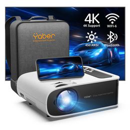 Projecteurs YABER Pro V8 Projecteur 4K avec WiFi 6 et Bluetooth 5 0 450 Projecteur extérieur ANSI Projecteur vidéo domestique portable T221213072