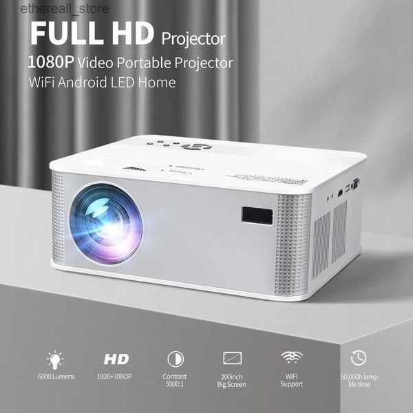 Projecteurs Projecteur YERSIDA S8 FULL HD WIFI 1080P 5G Bluetooth Support 4K amélioré 4000 Lumens film extérieur 3D Home Cinema Beamer Q231128