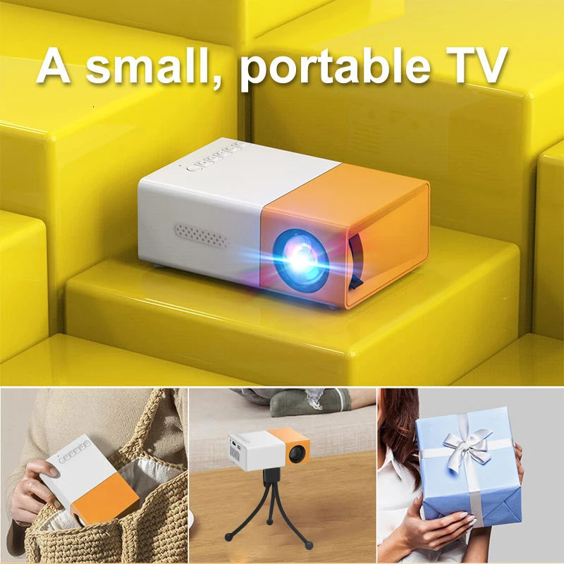 Projetores YG300 Mini Projetor Portátil LED Home Media Player Presente Infantil Ao Ar Livre Adequado para Filme de Home Theater 231215