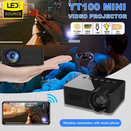 Proyectores YT100 Mini proyector Video móvil wifi Itantero inteligente Cine en casa inalámbrico Iphone iPhone Android Cinema para niños Regalo J240509