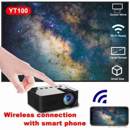 Projectoren YT100 Mini Projector Mobiele video WiFi Smart Portable Home Theatre Wireless Multiscreen voor iPhone Android Cinema Kids Gift