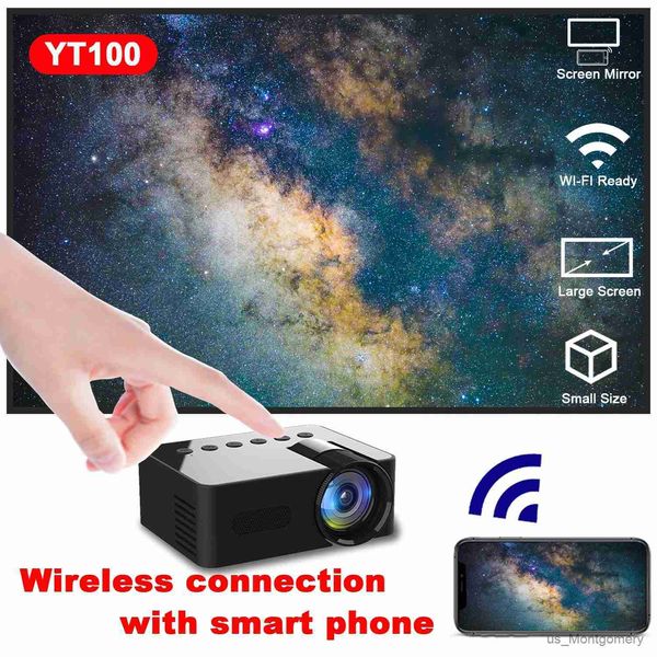 Proyectores YT100 Mini proyector Video móvil Wifi Smart Portable Home Theing Wireless Multiscreen para iPhone Android Cinema Kids Gift