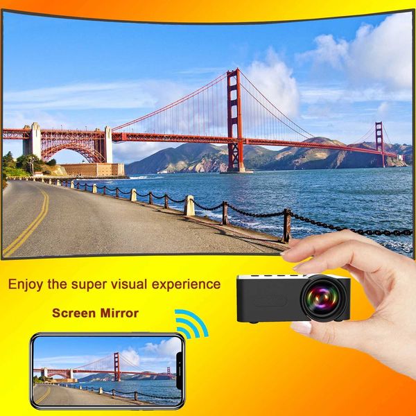 Projecteurs YT100 Nouveau Mini Projecteur sans fil HD1080P VIDÉO MOBILE MOBILE WIFI Intelligent Portable Home Theatre Même écran Projecteur iPhone Android J240509