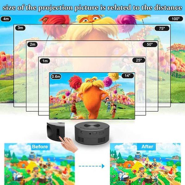 Projecteurs YT200 Home Projecteur Low Noise LCD Mini Portable Childrens Wireless Téléphone Même projection d'écran J240509