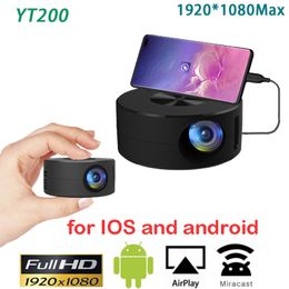 Projecteurs YT200 Micro filaire à l'écran LED 19201080 Support compatible USB Audio Portable Home Media Video Player 230331
