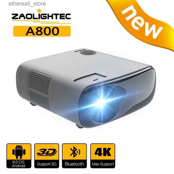 Proyectores ZAOLIGHTEC A800 Proyector Android Full HD LED nativo Proyectores de cine en casa 4k Video Beamer 1080P Bluetooth WIFI Smart TV Q231128