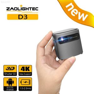 Projecteurs ZAOLIGHTEC D3 3D 4K cinéma maison cinéma 1080P intelligent Android WIFI vidéo extérieure DLP Mini projecteur de poche Portable avec batterie L230923