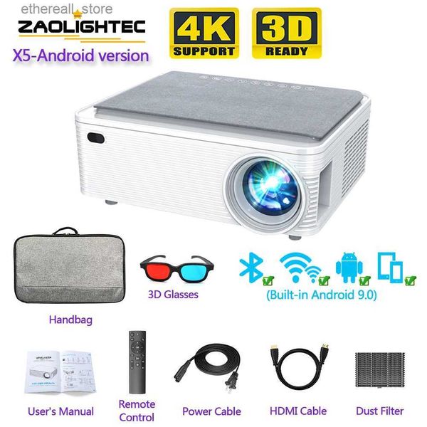 Projecteurs ZAOLIGHTEC X5 projecteur Full HD 1080P Android WiFi projecteur LED natif 1920x1080P 3D Home 4K cinéma Smartphone projecteur Q231128