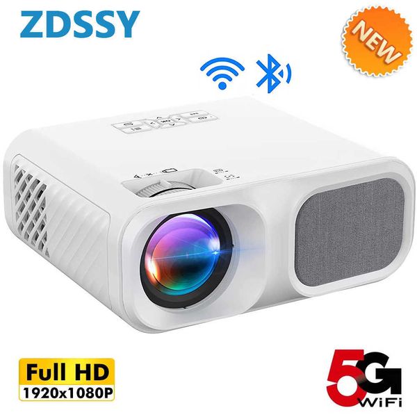 Proyectores Zdssy P65 Portable 5G Wifi Proyector Mini Smart Real 1080p Movie 200 '' Proyectores Bluetooth LED de pantalla grande PK V50 R230306