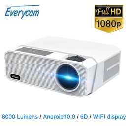 ProjecteursEverycom HQ9 LED 1080P 4K Projecteur Luminosité maximale 8000 Lumens FHD Android 10.0 5G WIFI Home Cinéma Smart Phone Beamer 230818