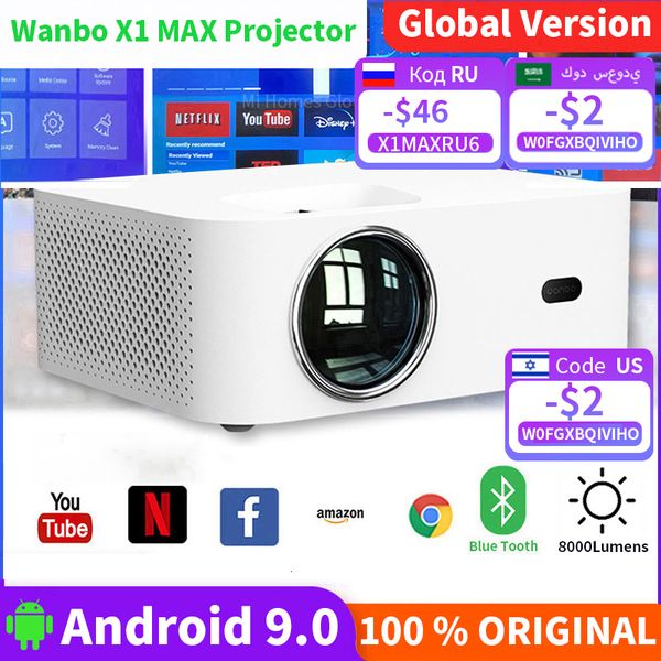 ProyectoresWanbo X1 Max Proyector Android 9.0 Wifi Teléfono Mini Full Hd 1920 * 1080P 4K Global Led Proyector portátil para oficina en casa 230818