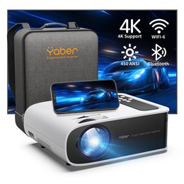 ProjectorSyaber Pro V8 4K -projector met WiFi 6 en Bluetooth 5.0 450 ANSI Outdoor Projector Portable Home Video Projector 230818