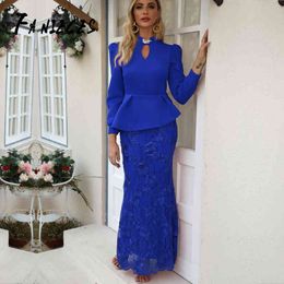 Prom Business Blue Red Jurk Bourgondië Lange Pailletten Dames Party Jurken Volledige Mouwen Avond Vestidos de Fiesta Noche Sukienki 210520