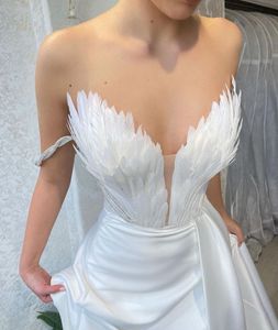 Robe de bal sirène robes de bal sans manches col en V 3D dentelle appliques paillettes perlées célébrité formelle plume train robes de soirée robe de cocktail grande taille