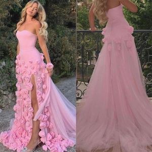 Prom -jurken prachtige strapless mantelcocktail Homecoming bloemen tule satijn gelegenheid avond 240401