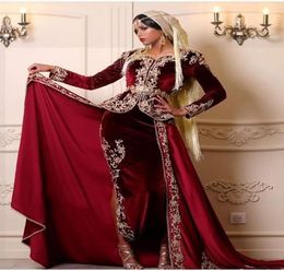 Robes de bal à manches longues karakou tenfit algérien sirène robes de soirée en dentelle