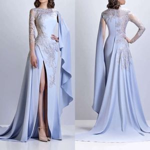 Prom -jurken mouw een glamoureuze juweelmermaid met prachtige aanvrager unieke ontwerpzijde split zipper court jurk op maat gemaakte feestjurk Vestido de noite